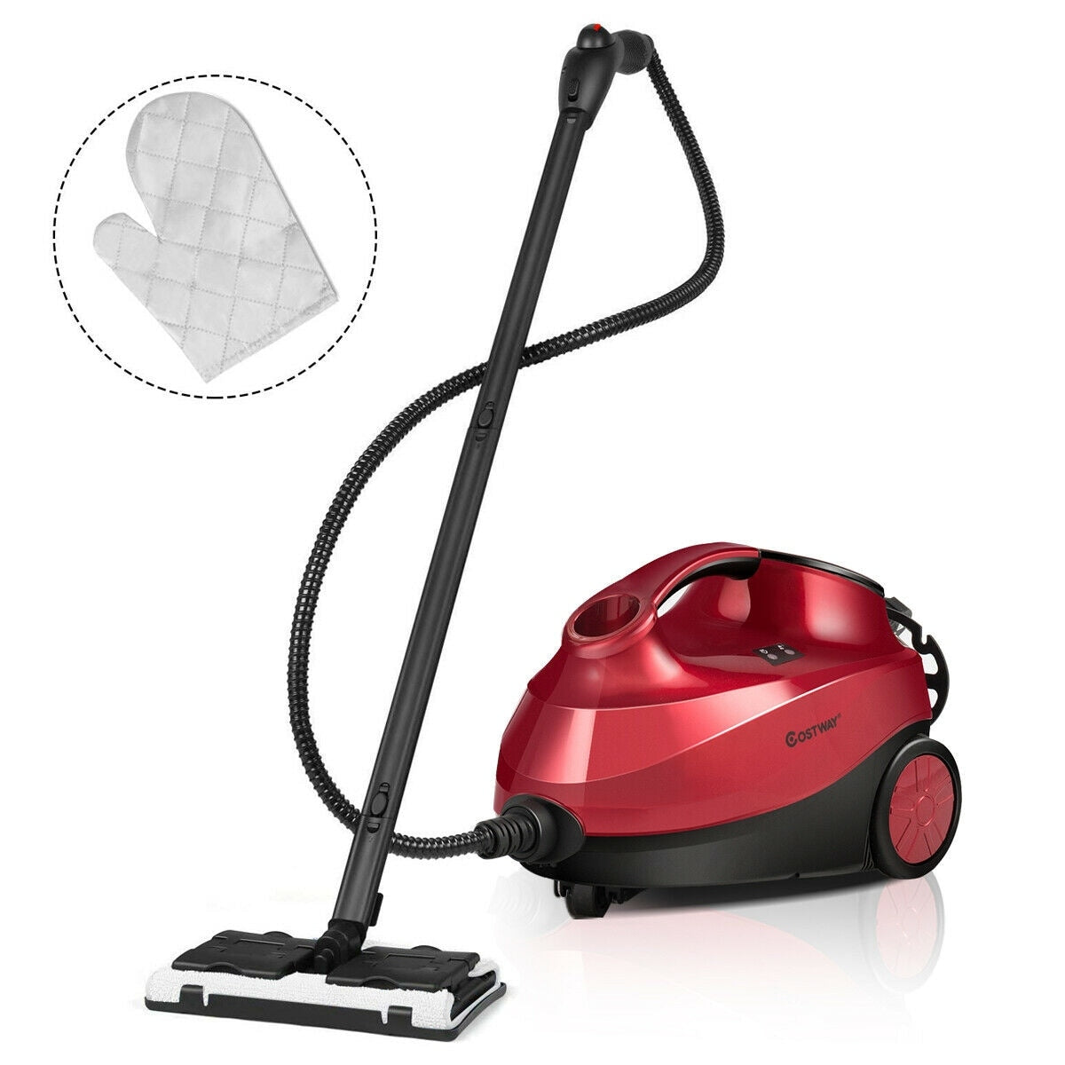 Costway 2000W Heavy Duty Steam Cleaner Mop Multi Purpose W 19 Accessories 4.0 Bar 1.5L Red