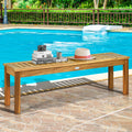 Costway 2Pcs 52 Outdoor Acacia Wood Dining Bench Chair With Slatted See Description