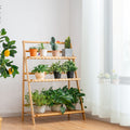 Costway 3 Tier Outdoor Bamboo Flower Pot Shelf Stand Folding Display Rack Garden Yard Light Brown