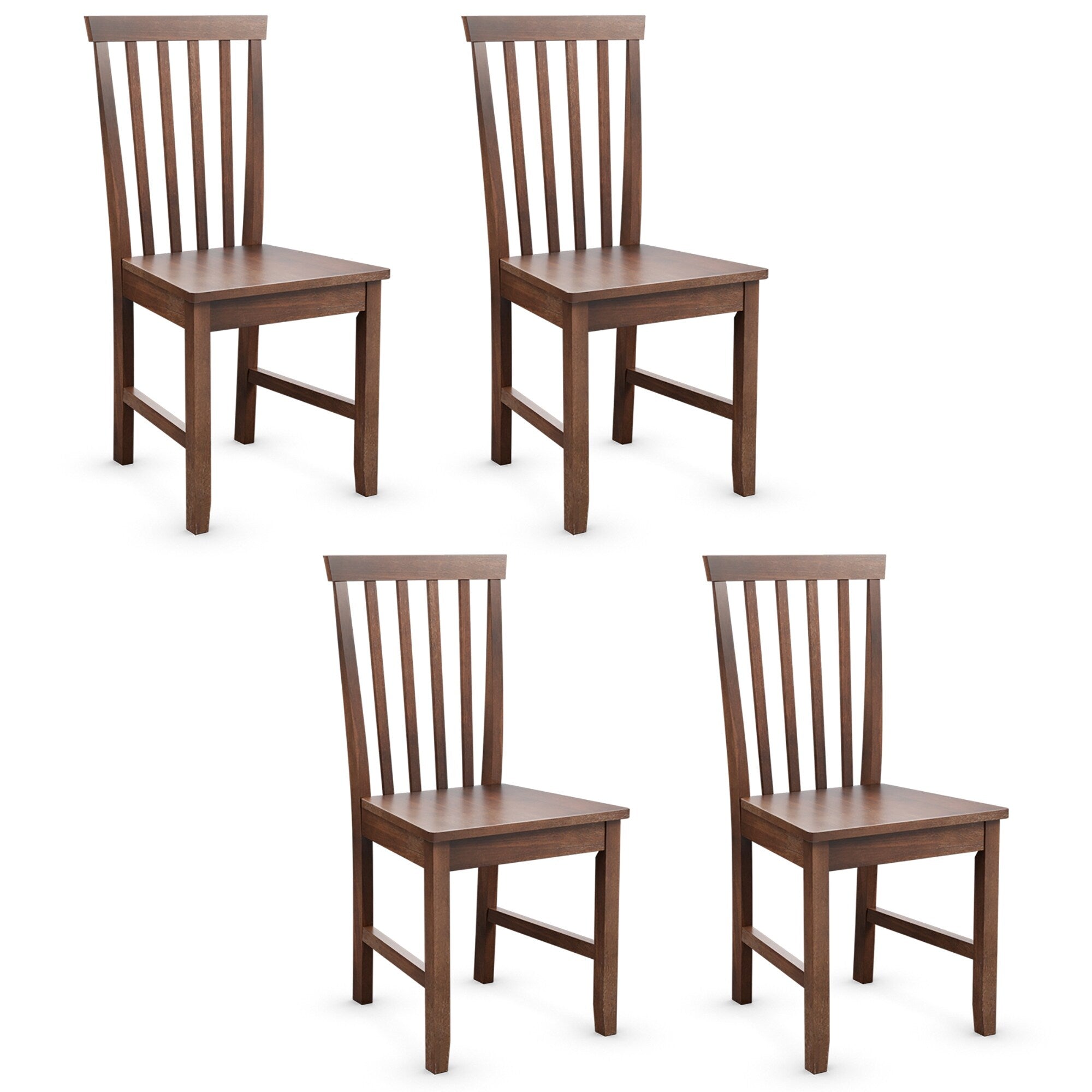Costway Set Of 4 Dining Chair Kitchen Spindle Back Side Chair With Solid Wooden Legs Walnut