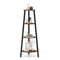 Costway 4 Tier Corner Shelf Metal Storage Rack Domestic Bookcase Display Stand Woodblack