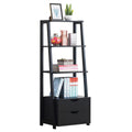 Costway 4 Tier Ladder Shelf Bookshelf Bookcase Storage Display Leaning With 2 Drawers
