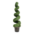 Costway 4 Feet Artificial Boxwood Spiral Tree Green Leaves Indoor Outdoor Home Decor