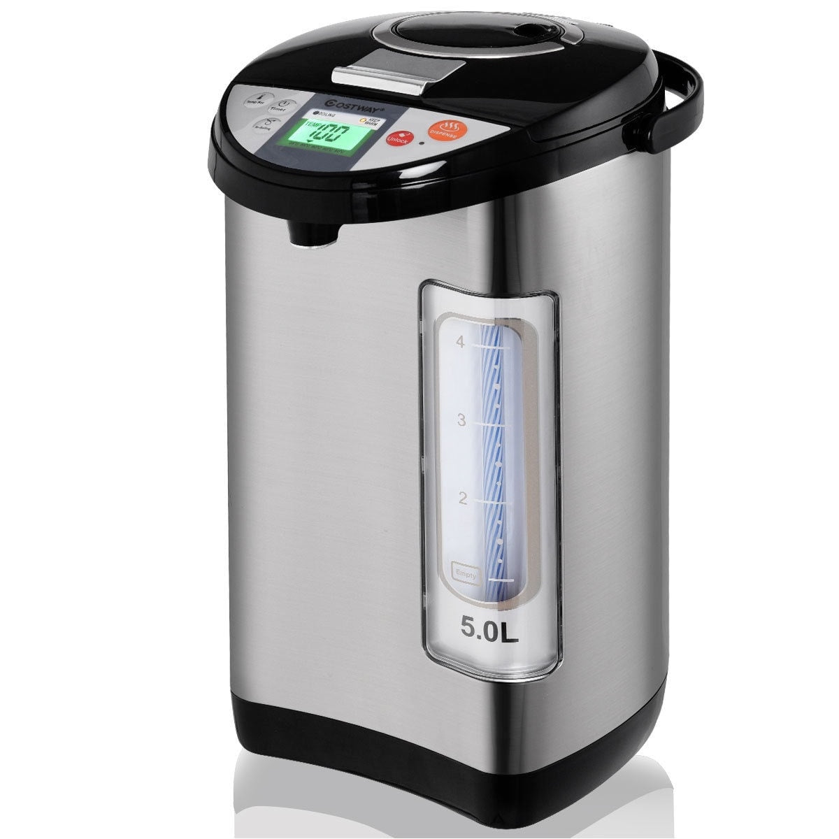 Costway 5 Liter Lcd Water Boiler And Warmer Electric Hot Pot Kettle Hot Water Dispenser Black And Metal Silver