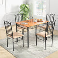 Costway 5 Pc Dining Set Wood Metal Table And 4 Chairs Kitchen Breakfast Furniture As Pic