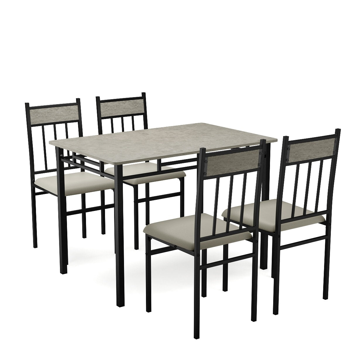 Costway 5 Piece Dining Set Faux Marble Top Table And 4 Padded Seat Chairs W Metal Legs As The Picture Shows