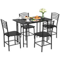 Costway 5 Piece Dining Set Home Kitchen Table And 4 Chairs With Metal