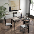 Costway 5 Piece Faux Marble Dining Set Table And 4 Chairs Kitchen Breakfast Furniture As Pic