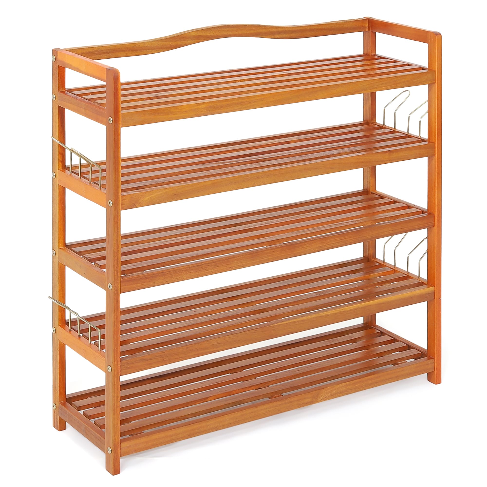 Costway 5 Tier Wood Shoe Rack Freestanding Large Shoe Storage Organizer Heavy Duty