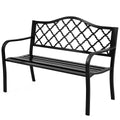 Costway 50 Patio Garden Bench Loveseats Park Yard Furniture Decor Cast Iron Frame Black