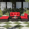 Costway 5Pcs Outdoor Patio Rattan Furniture Set Sectional Conversation