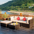 Costway 5Pcs Outdoor Patio Rattan Furniture Set Sectional Conversation