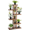 Costway 6 Tier 11 Pots Wooden Plant Flower Display Stand Wood Shelf Storage Rack Garden As Pic