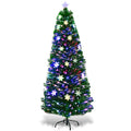 Costway 6 Pre Lit Fiber Optic Artificial Christmas Tree W Multi Color Lights Snowflakes