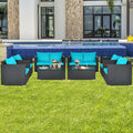 Costway 8Pcs Patio Rattan Cushioned Sofa Chair Coffee Table Turquoise
