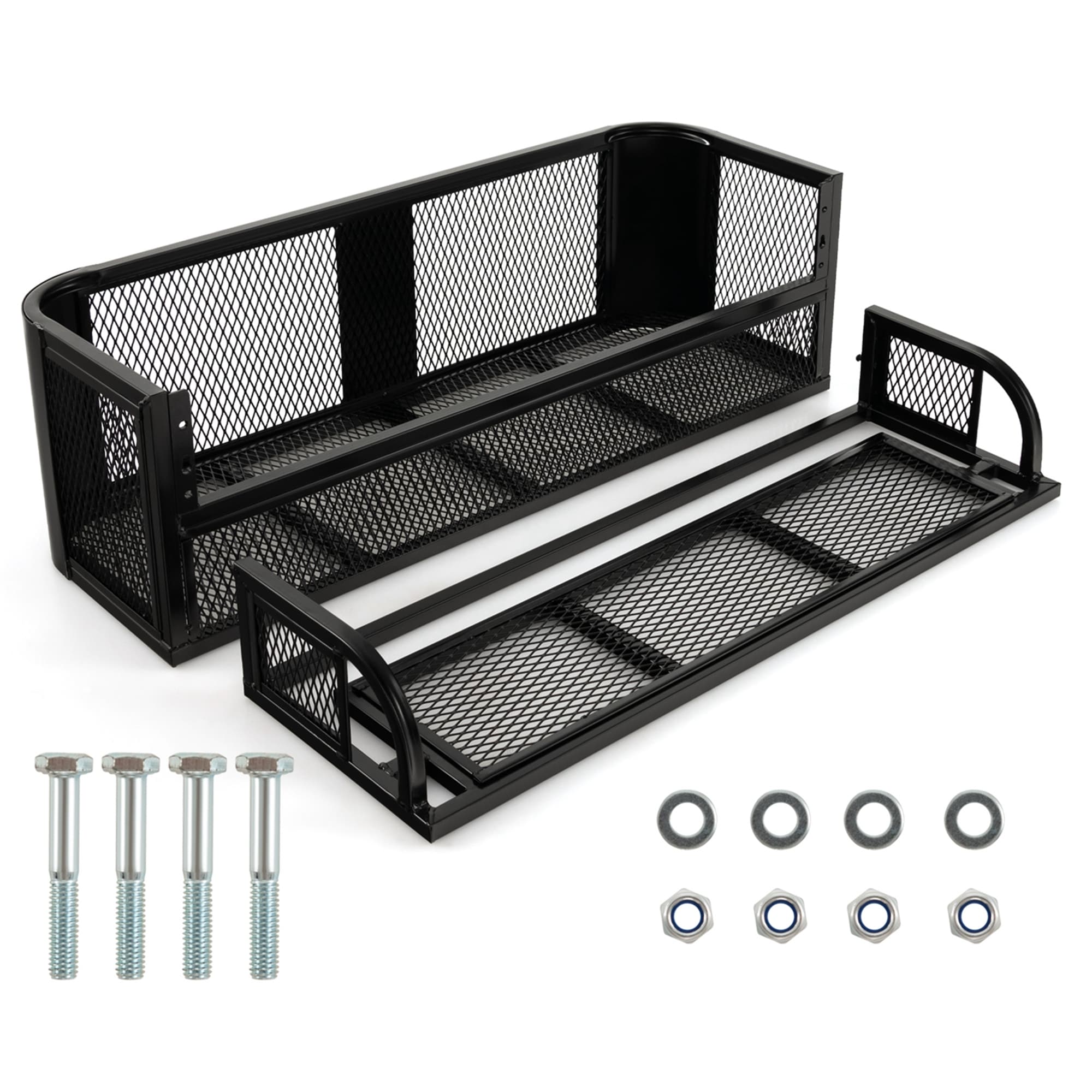 Costway Atv Utv Universal Rear Drop Basket Rack Steel Cargo Hunting Black