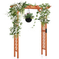 Costway Arbor Over 7Ft High Wooden Garden Arch Trellis Pergola Outdoor Patio Plant Yellow