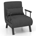 Costway Folding Sofa Bed Sleeper Convertible Armchair Lounge Couch 5 Position W Pillow Grey