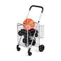 Costway Folding Shopping Cart Jumbo Basket Rolling Utility Trolley Adjustable Handle New
