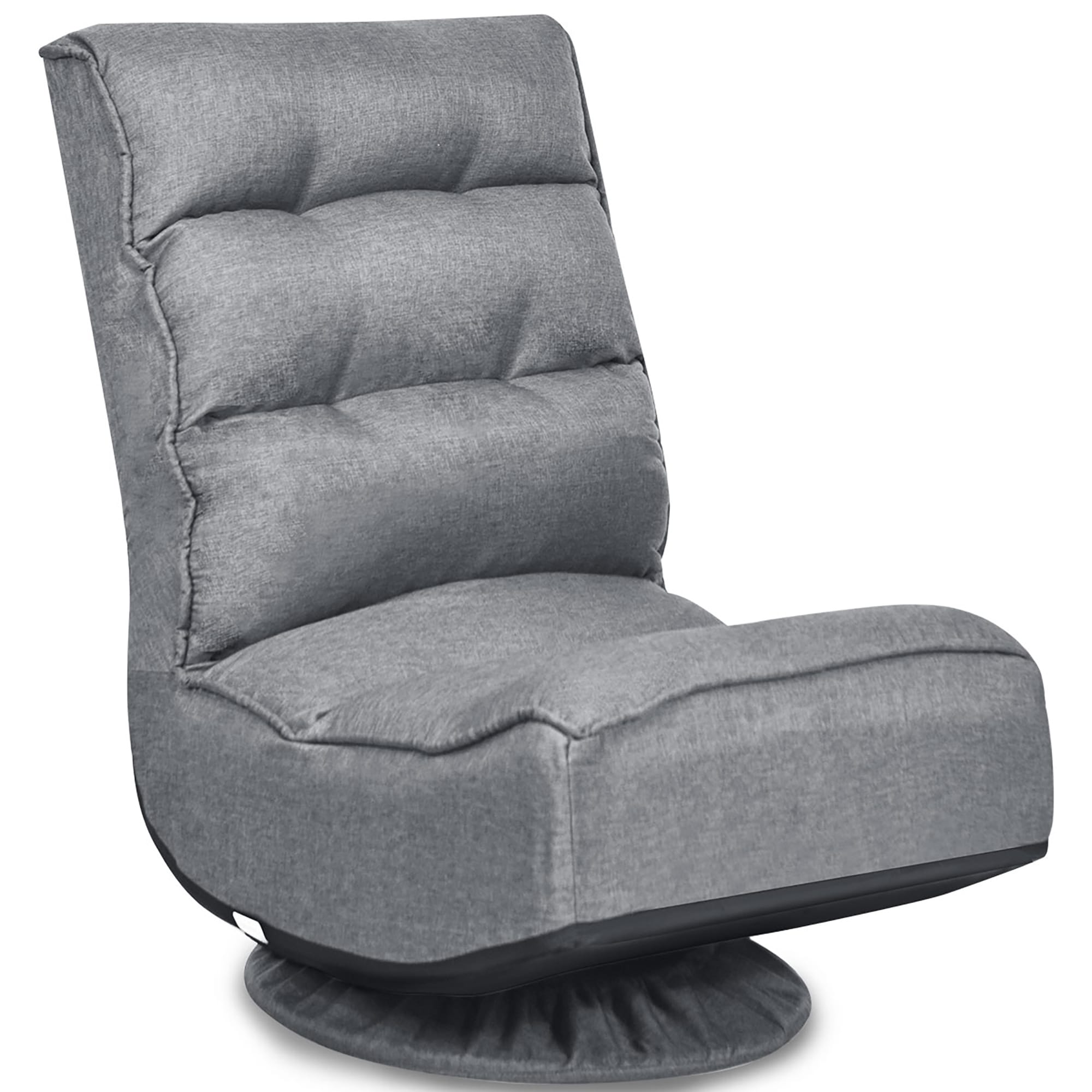 Costway Folding Game Chair Floor Lazy Sofa 4 Position Adjustable 360 Degree Swivel Gray