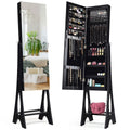 Costway Led Jewelry Cabinet Armoire Organizer Mirrored Standing W Bevel Edge Mirror Black