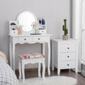 Costway Makeup Vanity Table Set W Drawers Oval Mirror Girls Dressing Table For Kids Gift