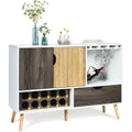 Costway Mid Century Buffet Sideboard Wooden Storage Cabinet W Wine 47.5 X 15.5 X 34 L X W X H
