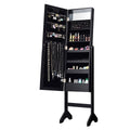 Costway Mirrored Jewelry Cabinet Armoire Organizer Free Standing W 18 Led Lights Black