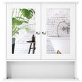 Costway New Bathroom Wall Cabinet Double Mirror Door Cupboard Storage Wood Shelf White
