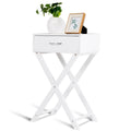 Costway Nightstand X Shape Drawer Accent Side End Table Modern Home Furniture White