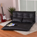 Costway Pu Leather Foldable Modern Leisure Floor Sofa Bed Video Gaming 2 Pillows Black