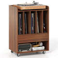 Costway Record Player Stand With Drawer Record Holder Lockable See Details