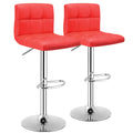 Costway Set Of 2 Bar Stools Pu Leather Adjustable Barstool Swivel Pub Chairs Red