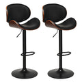 Costway Set Of 2 Bentwood Barstool Mid Century Adjustable Swivel Pu