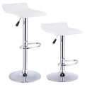 Costway Set Of 2 Swivel Bar Stool Adjustable Pu Leather Backless Dining Chair White