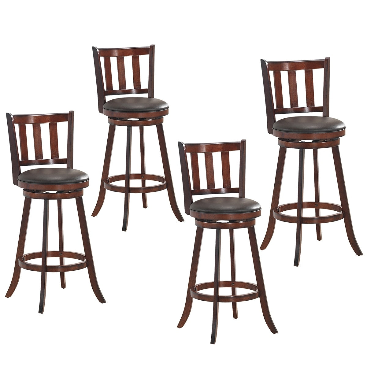 Costway Set Of 4 31 Swivel Bar Stool Leather Padded Dining Kitchen Pub Bistro Chair