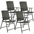 Costway Set Of 4 Folding Rattan Chair Outdoor Indoor Furniture Brown Set Of 4