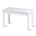 Costway Solid Wood Pu Leather Piano Bench Padded Double Duet Keyboard Seat Storage White