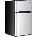 Costway Stainless Steel Refrigerator Small Freezer Cooler Fridge Compact 3.2 Cu Ft. Unit Gray