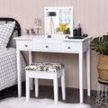 Costway Vanity Dressing Table Set W Flip Top Mirror 3 Drawers 7 Compartments Makeup Desk