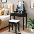 Costway 3 Drawers Vanity Table 10 Dimmable Bulbs Touch Switch Makeup Dressing Desk Whiteblackbrown