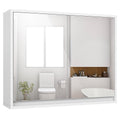 Costway Wall Mounted Bathroom Storage Cabinet Organizer Shelf W Double Mirror Door White