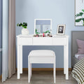 Costway White Vanity Dressing Table Set Mirrored Bathroom Furniture W Stool Storage Box