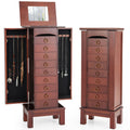 Costway Wood Jewelry Cabinet Armoire Storage Box Chest Stand Organizer Necklace