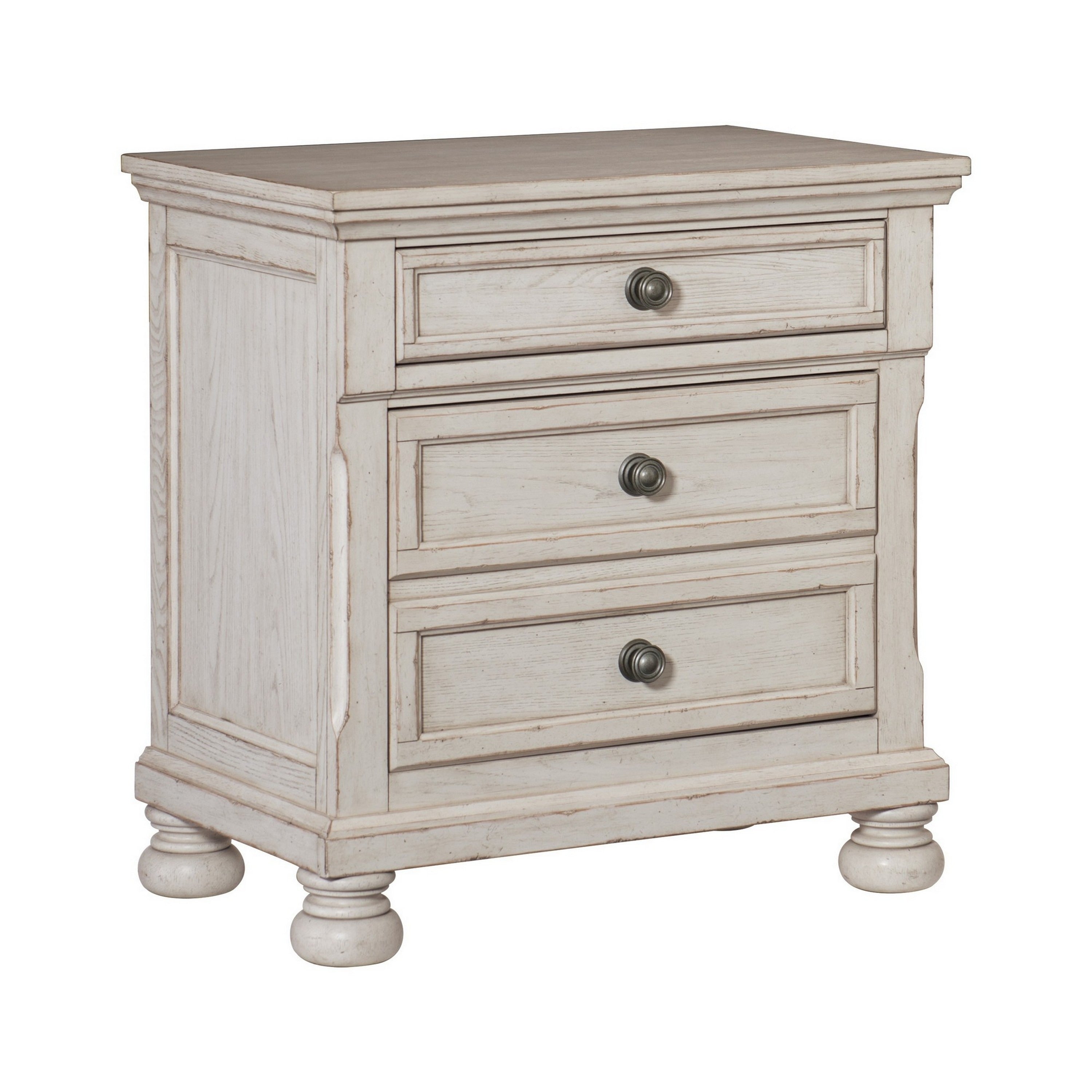 Cottage 2 Drawer Nightstand With Molded Details And Bun Feet Antique White