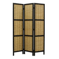 Cottage Style 3 Panel Room Divider With Willow Weaving Black And Brown