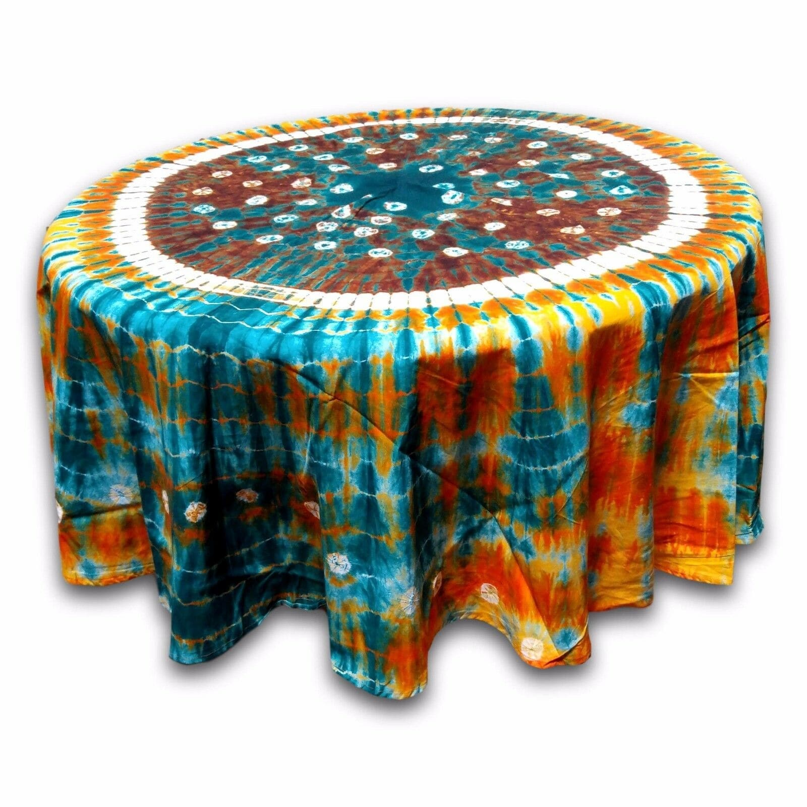Handmade 100 Cotton Bandhani Tie Dye Mandala Tablecloth 76 Round Multicolor