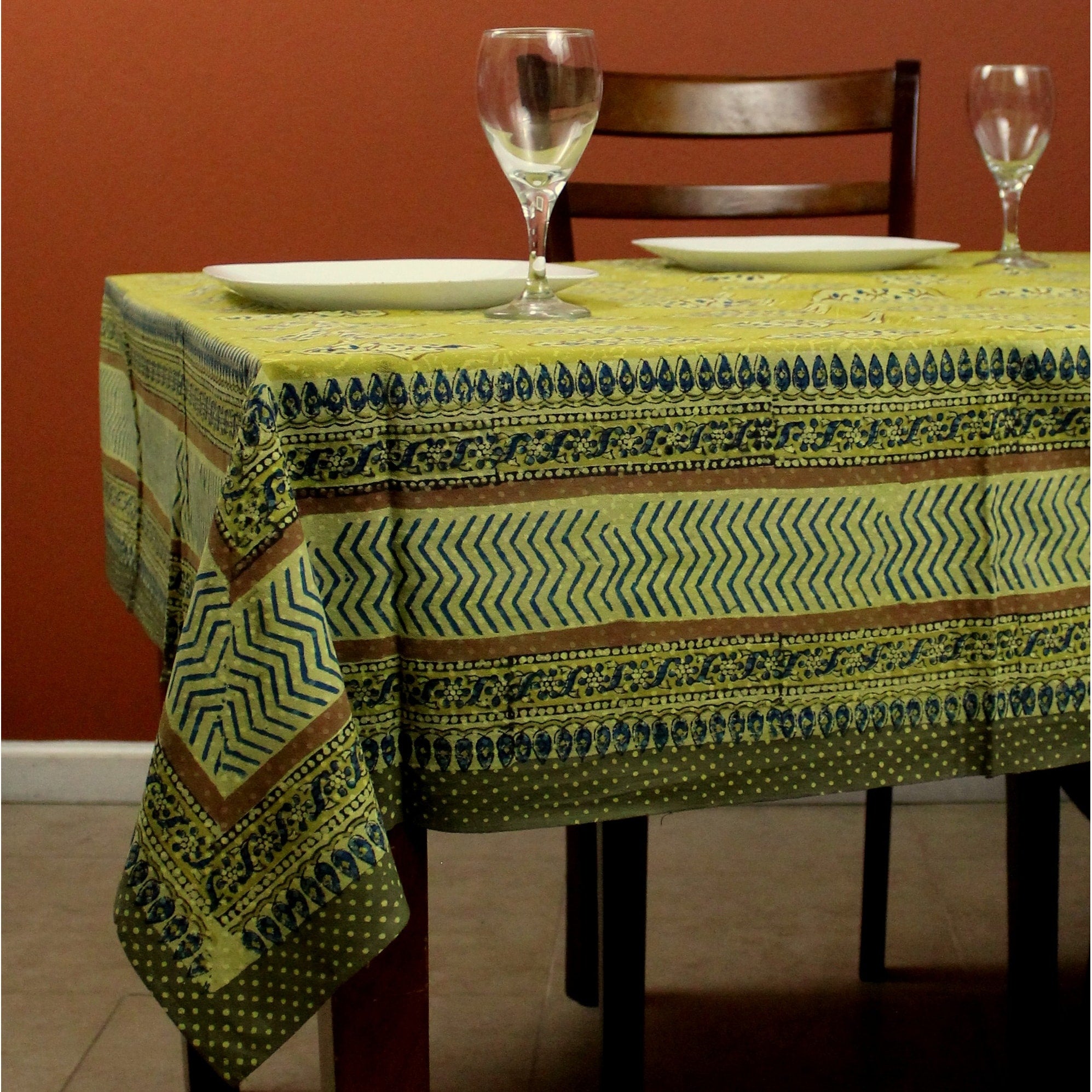 Handmade 100 Cotton Kensington Hand Block Print Bedspread Coverlet Gold Twin Full Queen