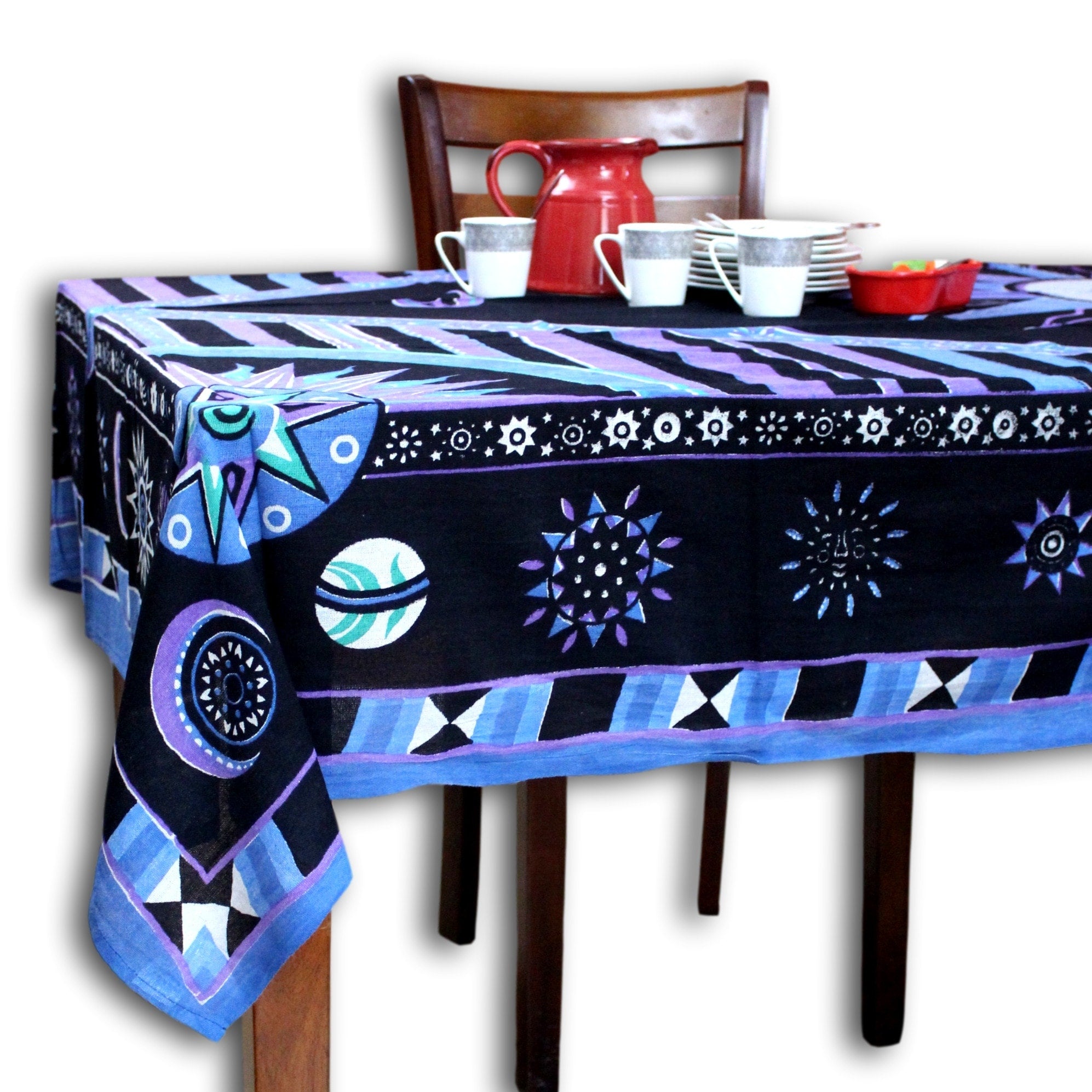 Handmade 100 Cotton Celestial Sun Moon Star Tapestry Coverlet Twin 70X106 Full 88X106 Green Purple Orange