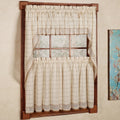 Cotton Classic Toast Window Pane Pattern And Crotchet Trim Tiers Swags And Valance Options